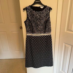 Paule Ka Sleeveless Patterned Black and White Dress Sz 40/US 8